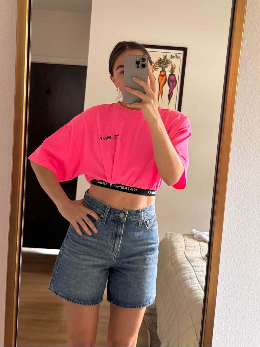 Natasha Zinko Neon Pink Cropped Tee